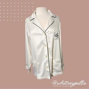 Lauren Ralph Lauren monogrammed Logo Ivory Top with Dark Trim women’s size XL